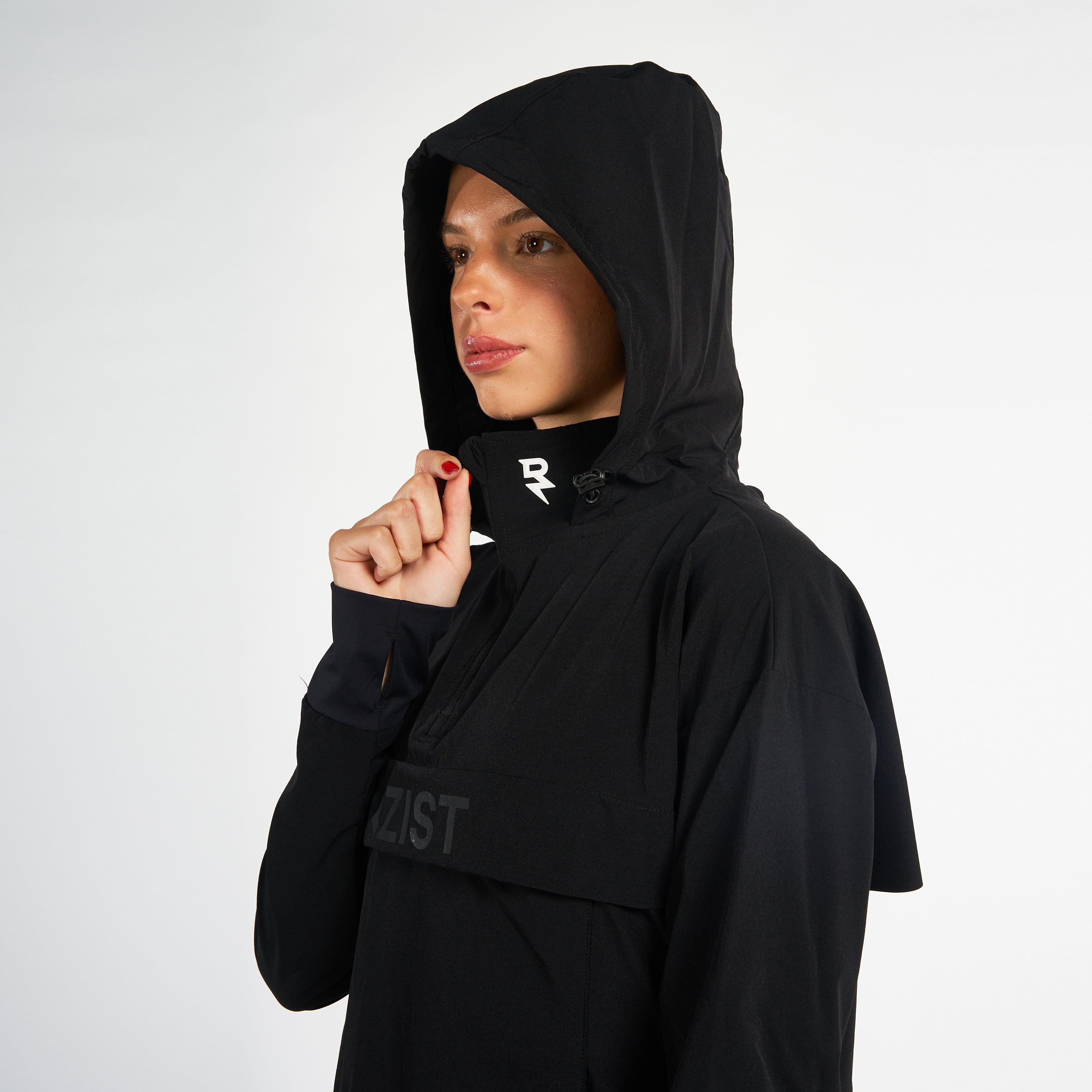 Women's 2-in-1 Crop Top & Hoodie - Jet Black