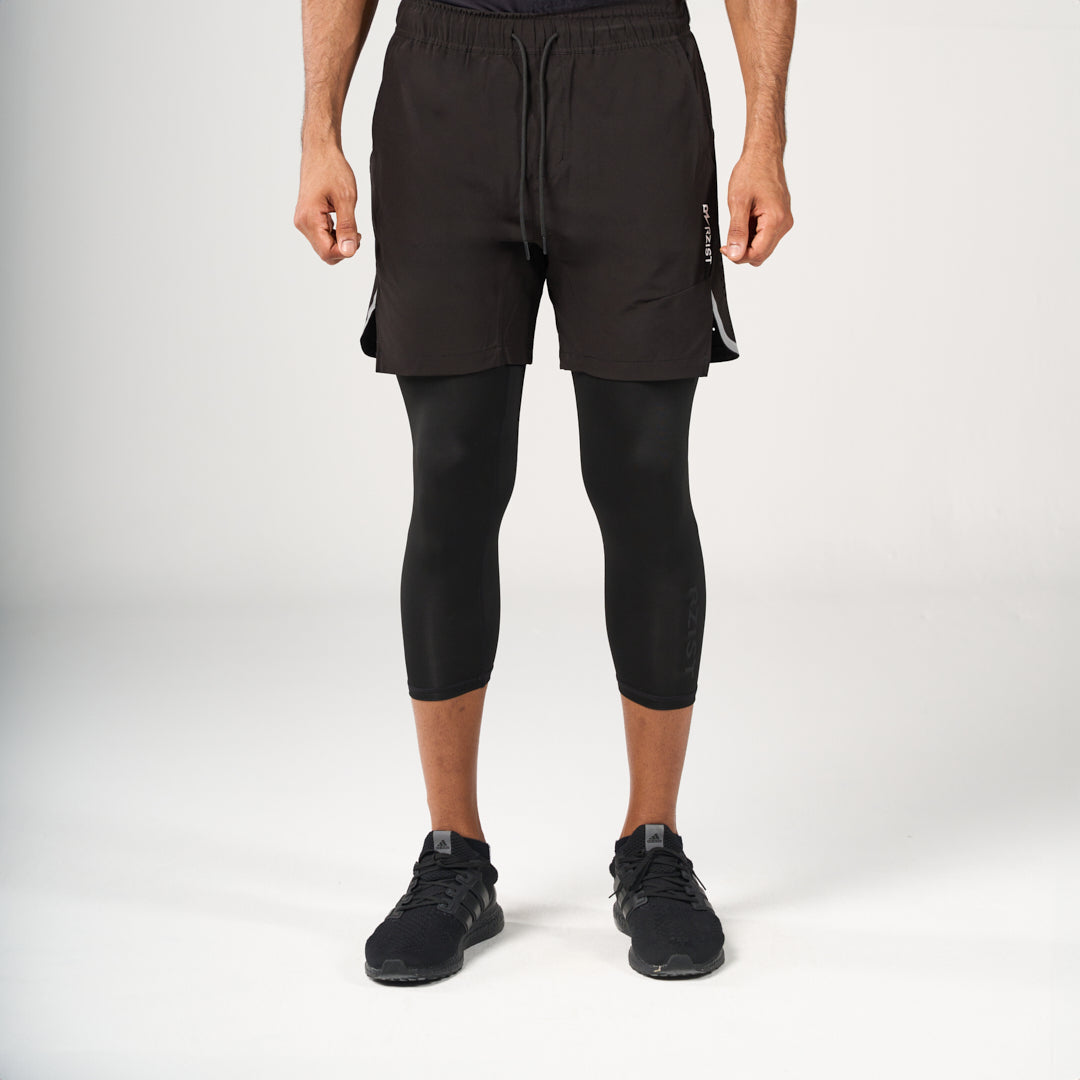 2 in 1 Long Inner Shorts - Black