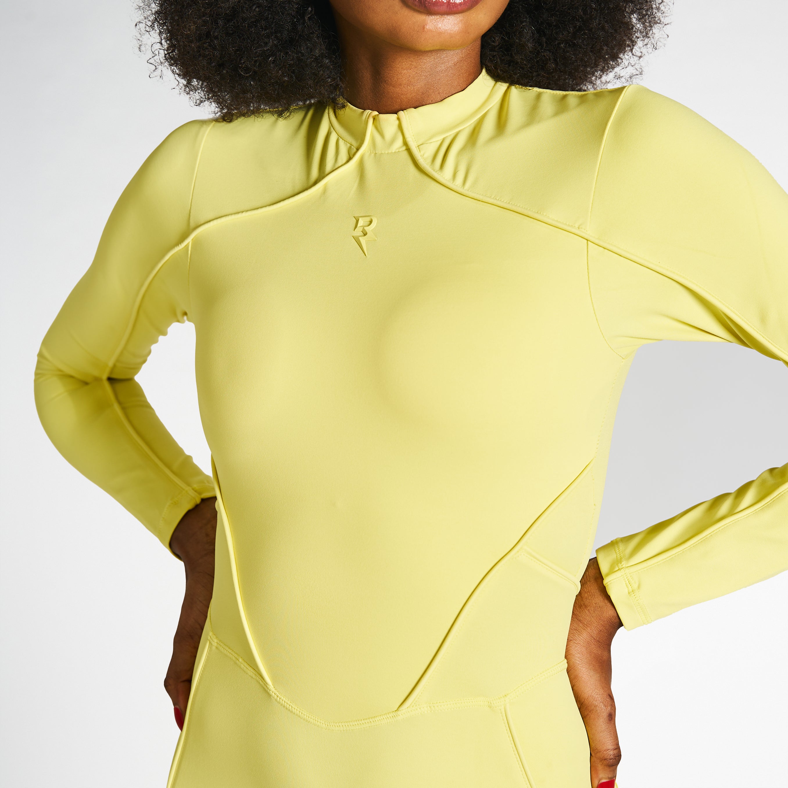 Full Body Swimsuit With Waist Scarf - Canary Yellow