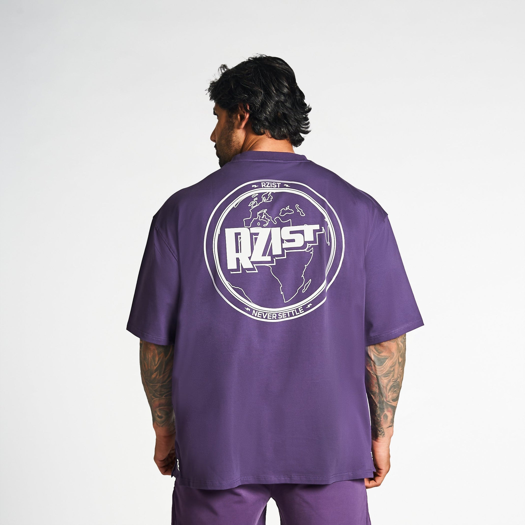 Oversized Drop-Shoulder T-Shirt - Purple