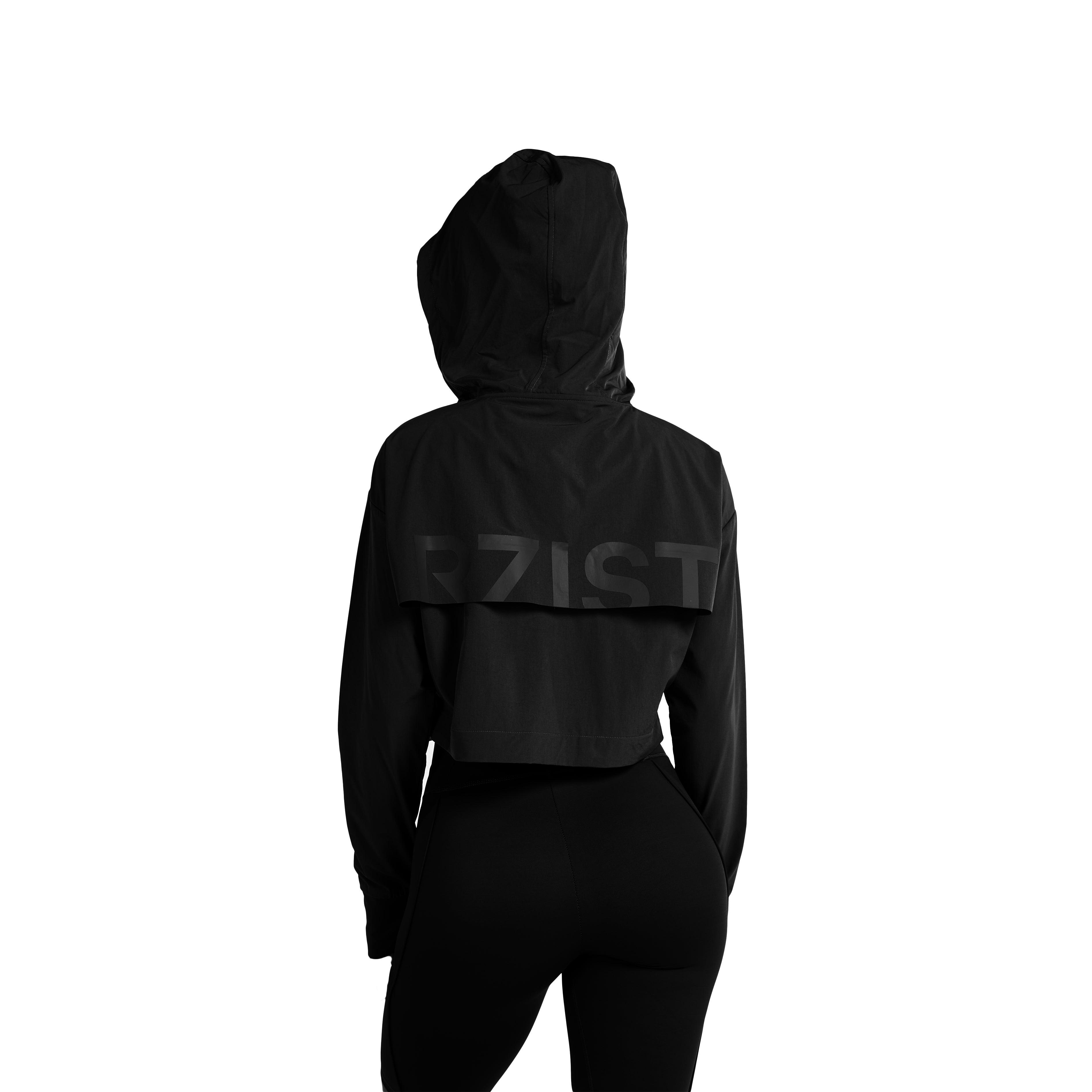 Women's 2-in-1 Crop Top & Hoodie - Jet Black