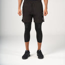 ⁠2 in 1 Long Inner Shorts - Black