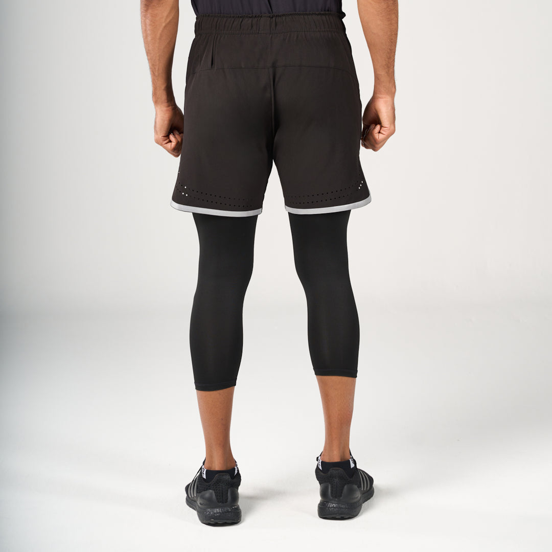 ⁠2 in 1 Long Inner Shorts - Black