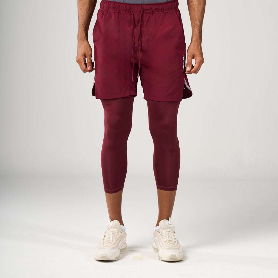 ⁠2 in 1 Long Inner Shorts - Maroon