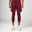 ⁠2 in 1 Long Inner Shorts - Maroon