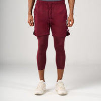 ⁠2 in 1 Long Inner Shorts - Maroon