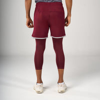 ⁠2 in 1 Long Inner Shorts - Maroon